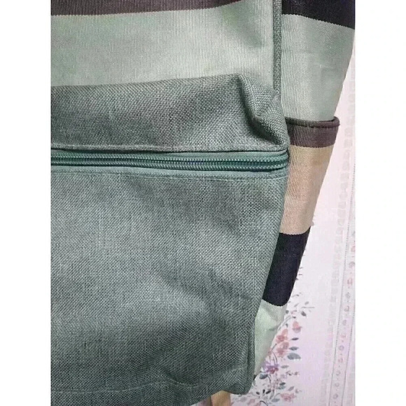 Himawari Green/Brown Canvas Backpack Travel School Computer USB Charging Port - Picture 3 of 12